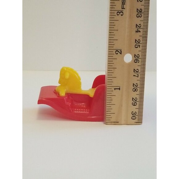 VTG ACME Thomas Toy Red Yellow Rocking Horse Dollhouse Miniature Plastic - Picture 8 of 9